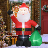 HAOYYE Lighted Christmas Inflatable Santa Claus with Large Gift Bag, Funny Blow-Up Yard Decoration with Built-In LED Lights, Perfect for Holiday Parties, Front Yard, Lawn, and Garden Decor