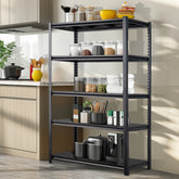 HAOYYE 78" H Adjustable Garage Shelving Unit, 5-Tier Heavy Duty Metal Storage Racks, 2200LBS Capacity, Freestanding Utility Organizer Shelves For Warehouse Pantry Kitchen Garage Closet, Black.
