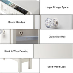 HAOYYE Long Console Table, Entryway Storage Table with Drawers and Bottom Shelf, White Narrow Sofa Table for Hallway and Living Room, Sturdy Modern Design, Versatile Accent Furniture, Easy Assembly