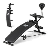 HAOYYE Multi-Function Fitness Equipment Sit-Up Bench with Adjustable Height Heavy Duty Construction Comfortable Cushion Resistance Bands and Foldable Design for Home Core Strength Training