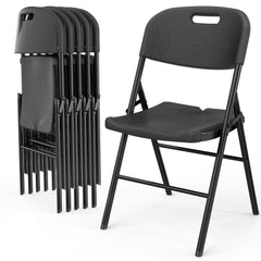 HAOYYE 4 Pack Plastic Folding Chairs with 440-Pound Capacity, Commercial Grade and Durable Design, Portable Chairs for Office, Events, Weddings, Parties, Picnics, Dining, Black, Comfortable and Versatile Seating Solution