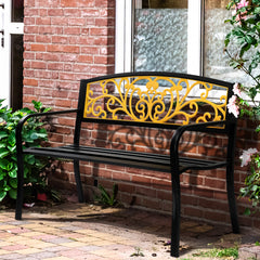 Haoyye Iron Outdoor Park Bench, Courtyard Decoration Leisure Seating, Sturdy And Weather-Resistant Garden Furniture, Ideal For Patios, Yards, And Walkways