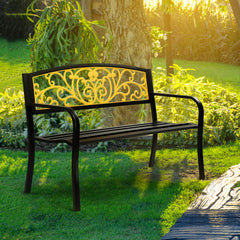 Haoyye Iron Outdoor Park Bench, Courtyard Decoration Leisure Seating, Sturdy And Weather-Resistant Garden Furniture, Ideal For Patios, Yards, And Walkways