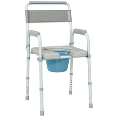 HAOYYE Grey Multi-Functional Portable Toilet Chair With Adjustable Height, Lightweight Foldable Commode Chair for Bathroom, Shower, and Elderly Assistance, Durable Steel Frame and Comfortable Padded Seat for Easy Mobility and Hygiene