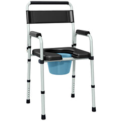 HAOYYE Black Multi-Functional Portable Toilet Chair With Adjustable Height, Lightweight Foldable Commode Chair for Bathroom, Shower, and Elderly Assistance, Durable Steel Frame and Comfortable Padded Seat for Easy Mobility and Hygiene