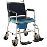 HAOYYE New Mobile Shower Chair And Toilet Wheelchair With Adjustable Height, Lightweight Portable Commode Chair With Padded Seat And Backrest, Waterproof Castor Wheels For Easy Mobility And Safety