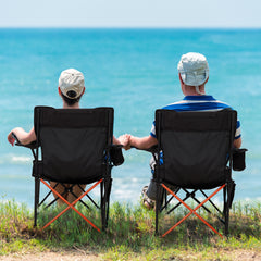 HAOYYE 2 Pack 2-in-1 Camping Chair Reclining, Lightweight Folding Camping Chair with Adjustable Backrest & Removable Footrest, Camping Lounge Chair with Headrest, Cup Holder, Storage Bag, for Beach