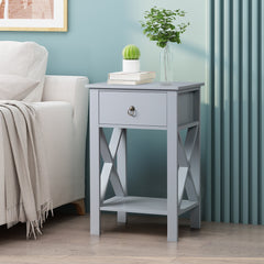 HAOYYE Side Intersection Style Bedside Cabinets with Two-Layer Drawer, Modern Gray Design, Multi-Functional Storage, Sturdy and Stylish, Perfect for Living Room, Bedroom, and Small Spaces