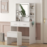 DE Direct HAOYYE Modern Vanity Table with Mirror and Storage Drawers Makeup Desk with Elegant Design for Bedroom Dressing Area Living Room Space-Saving Stylish Furniture