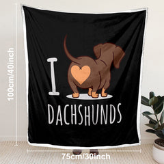 HAOYYE Dachshund Lovers Sherpa Blanket, Cute Dachshund 3D Printed Reversible Fleece Throw, Soft Cozy Warm Flannel Fleece Bed or Couch Cover, Wiener Sausage Dog Design, Ideal for Home Décor and Comfort