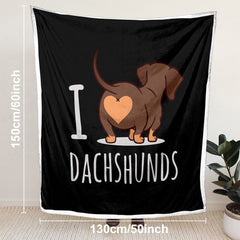 HAOYYE Dachshund Lovers Sherpa Blanket, Cute Dachshund 3D Printed Reversible Fleece Throw, Soft Cozy Warm Flannel Fleece Bed or Couch Cover, Wiener Sausage Dog Design, Ideal for Home Décor and Comfort