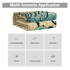 HAOYYE Tropical Baby Sea Turtle Flannel Fleece Blanket, Soft Plush Throw with 3D Ocean Waves Design, Cozy Blanket for Bed, Chair, Car, Sofa, and Couch, Warm and Comfortable for Bedroom and Living Room Use