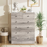 HAOYYE Modern Simple 6-Drawer Dresser, Gray Storage Cabinet with Spacious Drawers, Compact and Stylish Chest of Drawers for Bedroom, Living Room, and Family Room, Durable P2 Grade Particleboard, Easy Assembly, Space-Saving Storage Solution