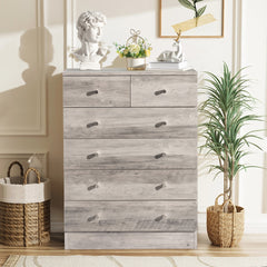 HAOYYE Modern Simple 6-Drawer Dresser, Gray Storage Cabinet with Spacious Drawers, Compact and Stylish Chest of Drawers for Bedroom, Living Room, and Family Room, Durable P2 Grade Particleboard, Easy Assembly, Space-Saving Storage Solution