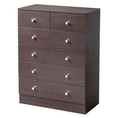 HAOYYE Modern Simple 6-Drawer Dresser in Brown, Stylish and Spacious Storage Cabinet for Bedroom, Living Room, or Family Room, Durable Non-Toxic P2 Grade Material, Sleek Design with Elegant