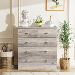 HAOYYE Modern 5-Drawer Dresser in Gray, Stylish Storage Cabinet with Sleek Design, Durable and Space-Saving Solution for Bedroom, Living Room, or Family Room, Perfect for Organizing Clothes, Accessories, and Household Essentials