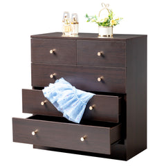 HAOYYE Modern Simple 5-Drawer Dresser in Brown - Stylish & Durable Storage Cabinet for Bedroom, Living Room, or Family Room - Elegant Design with Spacious Drawers for Organizing Clothes, Accessories