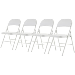 HAOYYE 4pcs Elegant Foldable Iron and PVC Chairs for Convention Exhibition Conference Wedding Party Indoor Outdoor Use White Portable Stackable Design