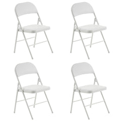 HAOYYE 4pcs Elegant Foldable Iron and PVC Chairs for Convention Exhibition Conference Wedding Party Indoor Outdoor Use White Portable Stackable Design