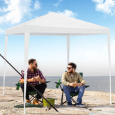 HAOYYE 6.5x6.5FT White Portable Party Tent with 4 Removable Sidewalls Including 2 Doors and 2 Windows Waterproof PE Canopy Shelter with Powder Coated Steel Frame Spiral Tube Connection and Carrying Bag for Patio Market Camping Event Use