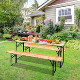HAOYYE 3-Piece Wood Picnic Combo Set, Sturdy 5.8FT Table and Benches, Durable Outdoor Dining Furniture