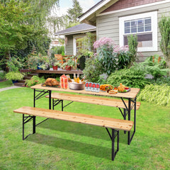 HAOYYE 3-Piece Wood Picnic Combo Set, Sturdy 5.8FT Table and Benches, Durable Outdoor Dining Furniture