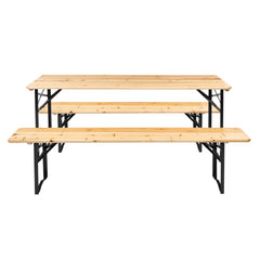 HAOYYE 3-Piece Wood Picnic Combo Set, Sturdy 5.8FT Table and Benches, Durable Outdoor Dining Furniture