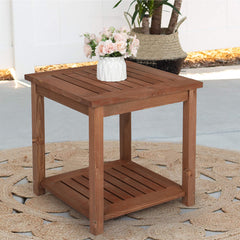 HAOYYE Square Wood Side Table, Carbonized Color Finish, Sturdy Construction, Rustic Accent for Living Rooms, Bedrooms, or Outdoor Spaces