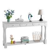 HAOYYE Console Table For Entryway Wood Sofa Table With Storage Drawers And Bottom Shelf For Hallway Living Room