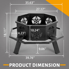 HAOYYE Outdoor Wood Burning Fire Pit with Spark Screen and Poker, Round Steel Backyard Bonfire Pit Bowl for Patio Garden Camping Deck Party Heating Decoration, Durable Weather-Resistant Design