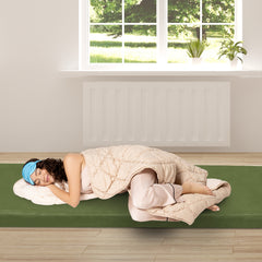 HAOYYE Green Sleeping Mat for Camping 75 x 30 x 2.5 Inch Portable Memory Foam Camping Mattress Pad with Carry Bag Waterproof Non Slip Floor Bed for Tent Travel Hiking Car Guest Room Indoor Outdoor Use