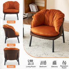HAOYYE Velvet Accent Chair Barrel Chair With Durable Metal Legs For Modern Living Room, Bedroom, Study Room And Home Office Comfort, Elegant Plush Upholstered Armchair For Reading And Relaxation, Stylish Contemporary Furniture For Sophisticated Spaces