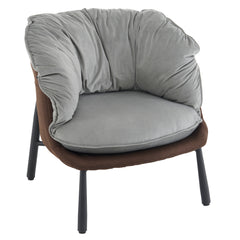 HAOYYE Velvet Accent Barrel Chair with Metal Legs, Modern Comfortable Armchair for Living Room Bedroom Study and Home Office, Stylish Upholstered Reading Chair, Soft Gray Finish