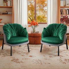 Haoyye Velvet Accent Barrel Chair with Plush Upholstery and Metal Legs, Modern Upholstered Armchair for Living Room, Bedroom, Study or Home Office, Comfortable and Stylish Seating for Reading, Relaxation, or Sophisticated Contemporary Interiors