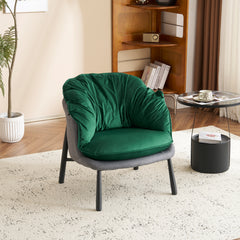 Haoyye Velvet Accent Barrel Chair with Plush Upholstery and Metal Legs, Modern Upholstered Armchair for Living Room, Bedroom, Study or Home Office, Comfortable and Stylish Seating for Reading, Relaxation, or Sophisticated Contemporary Interiors