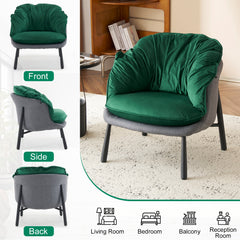 Haoyye Velvet Accent Barrel Chair with Plush Upholstery and Metal Legs, Modern Upholstered Armchair for Living Room, Bedroom, Study or Home Office, Comfortable and Stylish Seating for Reading, Relaxation, or Sophisticated Contemporary Interiors