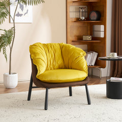 HAOYYE Velvet Accent Chair Barrel Chair With Durable Metal Legs For Modern Living Room, Bedroom, Study Room And Home Office Comfort, Elegant Plush Upholstered Armchair For Reading And Relaxation, Stylish Contemporary Furniture For Sophisticated Spaces