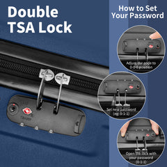 HAOYYE Luggage Set of 3, Hardside ABS+PC Spinner Suitcase with TSA Lock, Lightweight Trolley Travel Case for Carry On and Check-In, Perfect for Business Trips and Travel