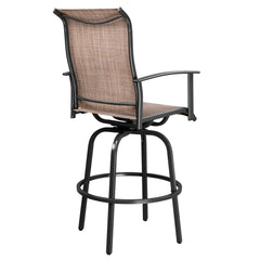 Haoyye 2pcs Wrought Iron Swivel Bar Chairs, Durable and Stylish Patio Swivel Stools in Brown, Comfortable Outdoor Seating for Gardens, Patios, and Balconies, Rust-Resistant Iron Frame, Smooth 360-Degree Rotation