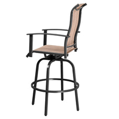 Haoyye 2pcs Wrought Iron Swivel Bar Chairs, Durable and Stylish Patio Swivel Stools in Brown, Comfortable Outdoor Seating for Gardens, Patios, and Balconies, Rust-Resistant Iron Frame, Smooth 360-Degree Rotation