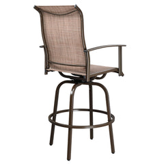 Haoyye 2pcs Wrought Iron Swivel Bar Chairs, Durable and Stylish Patio Swivel Stools in Brown, Comfortable Outdoor Seating for Gardens, Patios, and Balconies, Rust-Resistant Iron Frame, Smooth 360-Degree Rotation