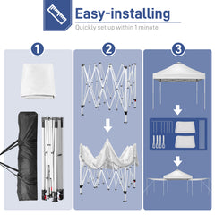 HAOYYE Pop Up Canopy Tent with 2 Removable Sidewalls Outdoor Portable Gazebo with Waterproof UV Resistant Oxford Fabric Carrying Bag and Steel Frame for Patio Camping Lawn Backyard Events