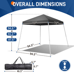 HAOYYE Pop Up Canopy Tent, Outdoor Tent Canopy Foldable Portable Canopies for Camping, Patio, Easy Up Gazebo Canopy with Carry Bag Slant Legs