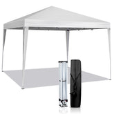 HAOYYE 9.83*9.83*7.71-8.37ft Waterproof Folding Tent White Outdoor Pop Up Canopy with Steel Frame, Easy Setup for Patio Garden Backyard Event, Adjustable Height Portable Shelter with Carry Bag