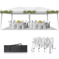 HAOYYE 10x20ft Outdoor Waterproof Folding Tent with Adjustable Height and Carry Bag, Portable White Pop-Up Canopy for Patio Party Event Camping Backyard