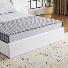 HAOYYE Upholstered Queen Platform Bed Frame With 4 Drawers Wingback Headboard Button Tufted Linen No Box Spring Needed