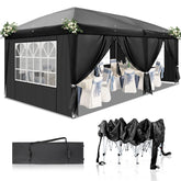 HAOYYE 10x20ft Black Pop Up Canopy Tent with 6 Removable Sidewalls and 4 Transparent Windows Waterproof Oxford Fabric Folding Gazebo with Powder Coated Steel Frame Portable Outdoor Shelter for Patio Garden Market Events