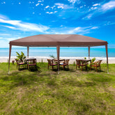 HAOYYE 10x20ft Dark Coffee Pop Up Canopy Tent with 4 Removable Sidewalls and 2 Transparent Windows Waterproof Oxford Fabric Folding Gazebo with Powder Coated Steel Frame Portable Outdoor Shelter for Patio Garden Market Events