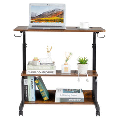 Haoyye Brown Oak P2 Particle Board Adjustable Computer Desk with Melamine Coating, Featuring Three USB and Two AC Outlets, Ergonomic Height Adjustment for Personalized Comfort