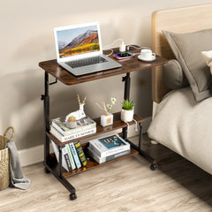 Haoyye Brown Oak P2 Particle Board Adjustable Computer Desk with Melamine Coating, Featuring Three USB and Two AC Outlets, Ergonomic Height Adjustment for Personalized Comfort